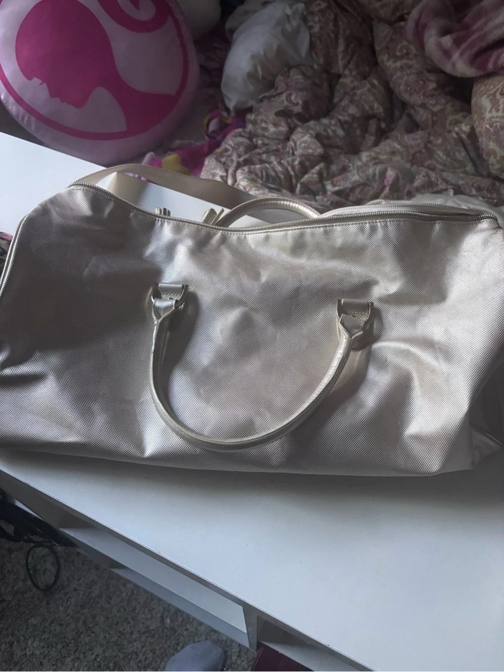 Michael Kors Metallic Pearl Weekender Tote with Tassel